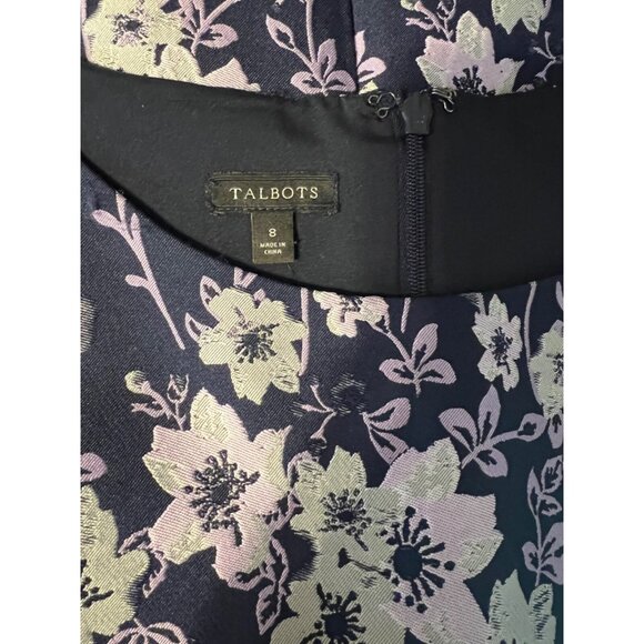 Talbots Sheath Dress 8 Blue Pink Gray Floral Sleeveless Career Church Party - Picture 7 of 9